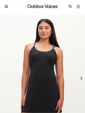 Outdoor Voices Black Tank Dress with Light Blue Straps